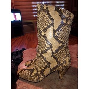 Vintage Snake Skin Leather Boots